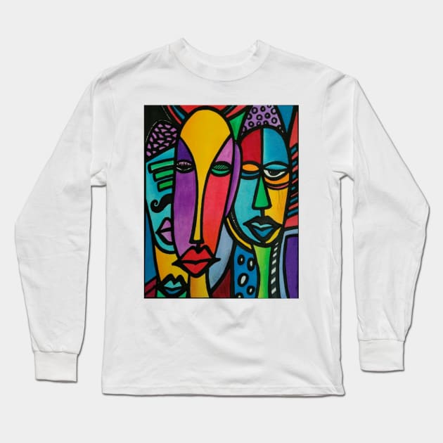 Abstract Art Colorful Faces Long Sleeve T-Shirt by JammyPants